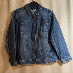 J. Jill Denim Classic Button-Front Jacket in "Seamst Wash" Size 1X Stretch